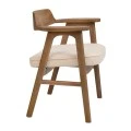 NATURAL OAK WOOD ARMCHAIR WITH LIGHT GREY CUSHION 64X56X73CM