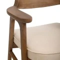 NATURAL OAK WOOD ARMCHAIR WITH LIGHT GREY CUSHION 64X56X73CM
