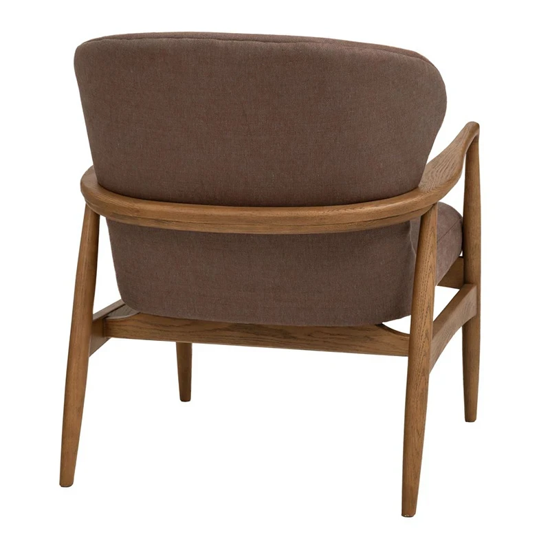 NATURAL OAK WOOD ARMCHAIR WITH BROWN CUSHION 71X73X83,5CM