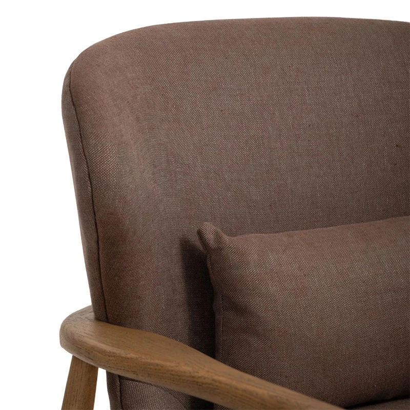 NATURAL OAK WOOD ARMCHAIR WITH BROWN CUSHION 71X73X83,5CM