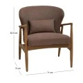 NATURAL OAK WOOD ARMCHAIR WITH BROWN CUSHION 71X73X83,5CM