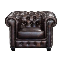 Πολυθρόνα Chesterfield Birmingham δερμάτινη χρώμα καφέ 103x92x72εκ. Πολυθρόνα Chesterfield Birmingham δερμάτινη χρώμα καφέ 103x92x72εκ.