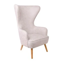 Dovela armchair with Linen fabric in ecru color 77x82x120cm.