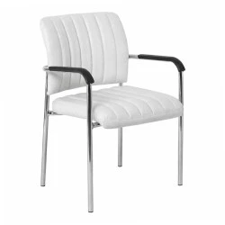 Visitor office armchair Denim with inox skeleton lining from artificial leather PU in dark brown color 45x46x79cm Visitor office armchair Denim with inox skeleton lining from artificial leather PU in dark brown color 45x46x79cm