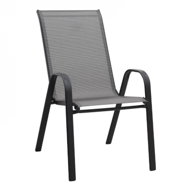 Πολυθρόνα κήπου μεταλλική σε μαύρο χρώμα με αδιάβροχο ύφασμα textline σε μαύρο γκρι χρώμα 55x75x96εκ.