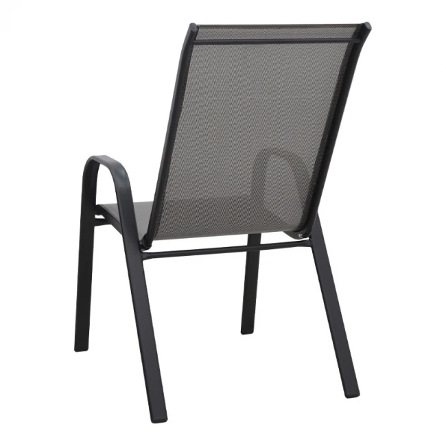 Πολυθρόνα κήπου μεταλλική σε μαύρο χρώμα με αδιάβροχο ύφασμα textline σε μαύρο γκρι χρώμα 55x75x96εκ.