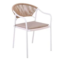 Πολυθρόνα κήπου Molly μεταλλική - wicker χρώμα λευκό - εκρού 55x61x85εκ. Πολυθρόνα κήπου Molly μεταλλική - wicker χρώμα λευκό - εκρού 55x61x85εκ.
