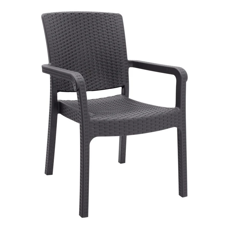 Polypropylene armchair with rattan  in brown color 56x60x86,5cm.