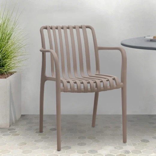 Πολυθρόνα κήπου πολυπροπυλενίου χρώμα cappuccino 53,5x58x80εκ.