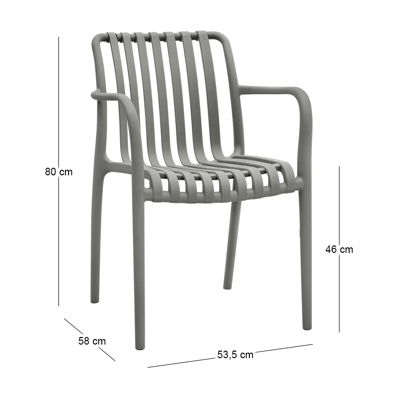 Polypropylene armchair in olive color 53,5x58x80cm.