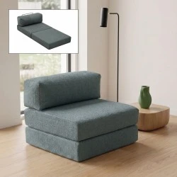 Πολυθρόνα - κρεβάτι Comfort Megapap υφασμάτινη χρώμα μέντα 95x95x75εκ.