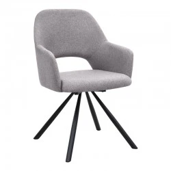 Gabriel Megapap fabric dining armchair in beige color with black metal leg 58x60x85cm. Gabriel Megapap fabric dining armchair in beige color with black metal leg 58x60x85cm.