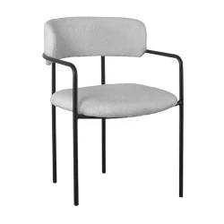 GILLAN Armchair Metal Black/Teddy Fabric Grey
