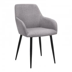 Monica Megapap fabric dining armchair in beige color with black metal leg 54x57x84cm. Monica Megapap fabric dining armchair in beige color with black metal leg 54x57x84cm.