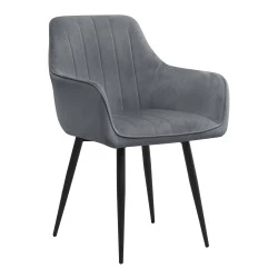 Piero Megapap velvet dining armchair in anthracite color with black metal leg 57x60x85.5cm.