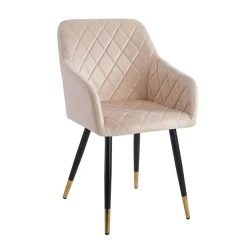 RENA Armchair Metal Black/Fabric Velure Beige