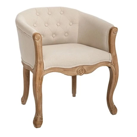 WOODEN ARMCHAIR WITH BEIGE LINEN FABRIC 61X61X71CM