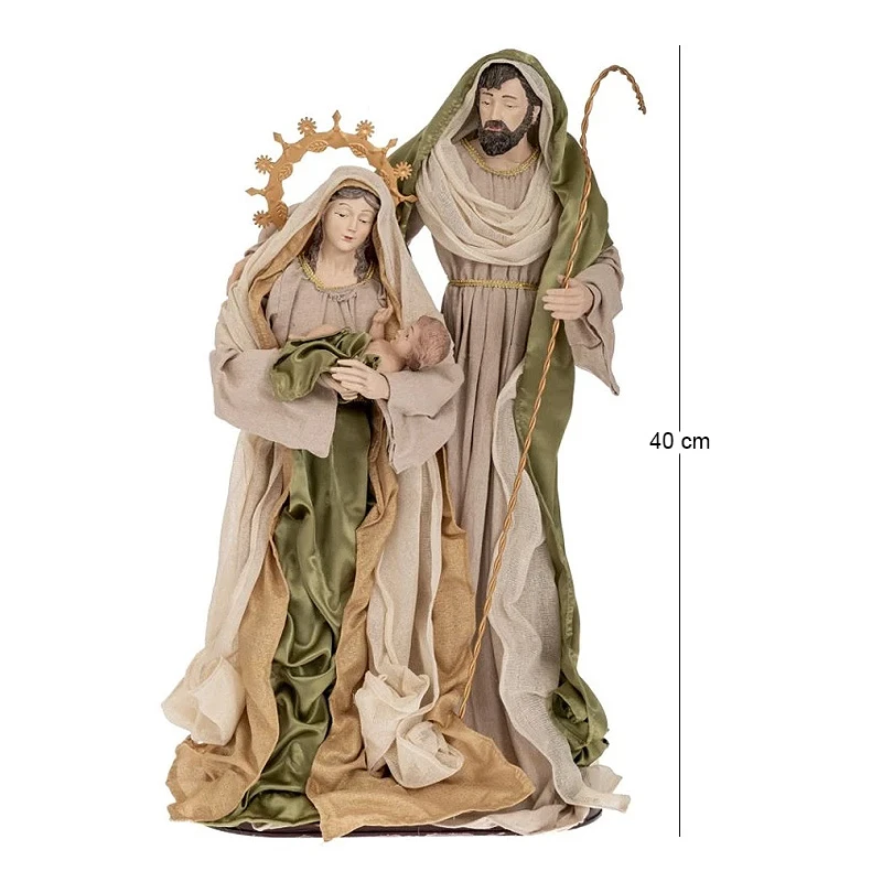 GREEN GOLD HOLY FAMILY FIGURINES 40CM