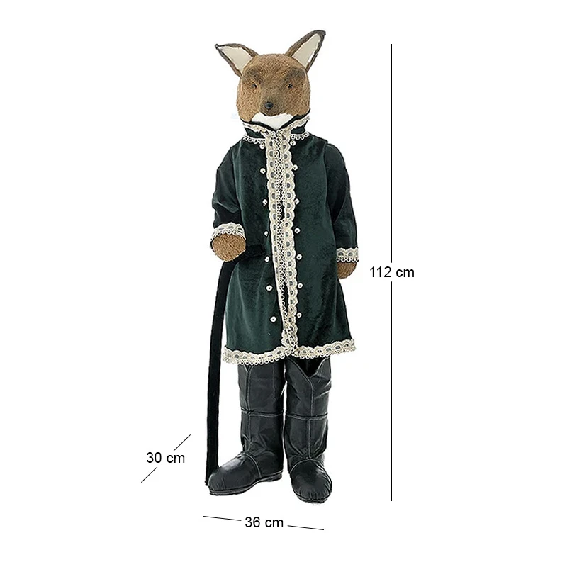 BROWN FOX WITH EMERALD GREEN SUIT 30X36X112CM