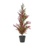 GREEN PLASTIC TREE WITH BERRIES  IN PLASTIC POT 120CM