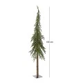 CHRISTMAS GREEN PENCIL TREE 180CM WITH REAL WOOD TRUNK ON METAL BASE