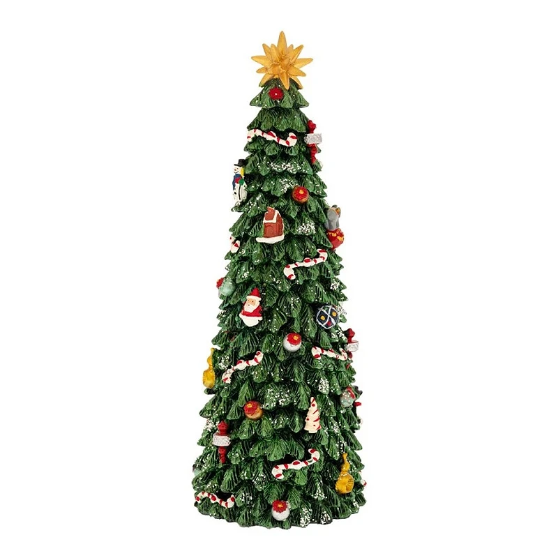 XMAS GREEN COLOUR RESIN WINDING TREE WITH LIGHT, MUSIC AND MOVEMENT 10X10X30CM