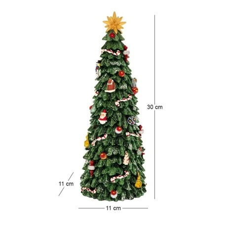 XMAS GREEN COLOUR RESIN WINDING TREE WITH LIGHT, MUSIC AND MOVEMENT 11X11X30CM