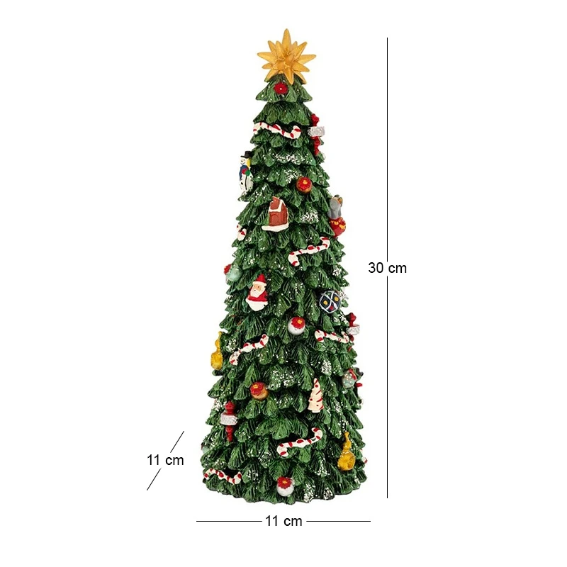XMAS GREEN COLOUR RESIN WINDING TREE WITH LIGHT, MUSIC AND MOVEMENT 10X10X30CM