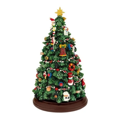 XMAS GREEN COLOUR RESIN WINDING TREE WITH LIGHT, MUSIC AND MOVEMENT 20X20X34CM
