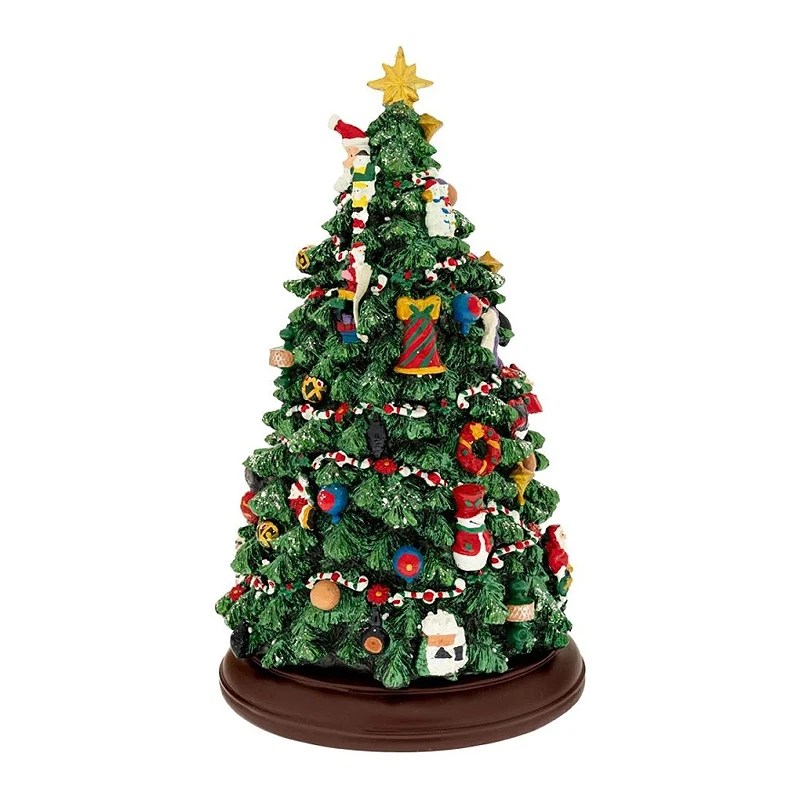 XMAS GREEN COLOUR RESIN WINDING TREE WITH LIGHT, MUSIC AND MOVEMENT 23X23X34CM