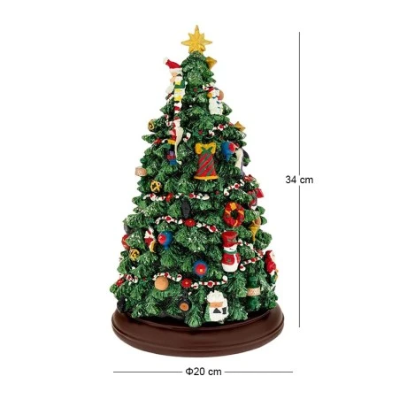 XMAS GREEN COLOUR RESIN WINDING TREE WITH LIGHT, MUSIC AND MOVEMENT 20X20X34CM