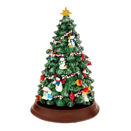 XMAS GREEN COLOUR RESIN WINDING TREE WITH LIGHT, MUSIC AND MOVEMENT 16X16X24CM