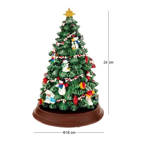 XMAS GREEN COLOUR RESIN WINDING TREE WITH LIGHT, MUSIC AND MOVEMENT 16X16X24CM