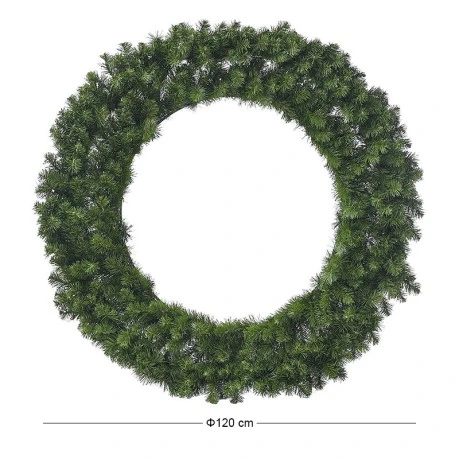 GREEN PVC CHRISTMAS WREATH 120CM
