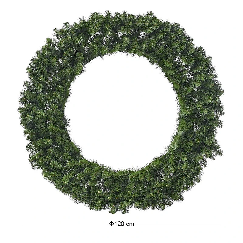 GREEN PVC CHRISTMAS WREATH 120CM