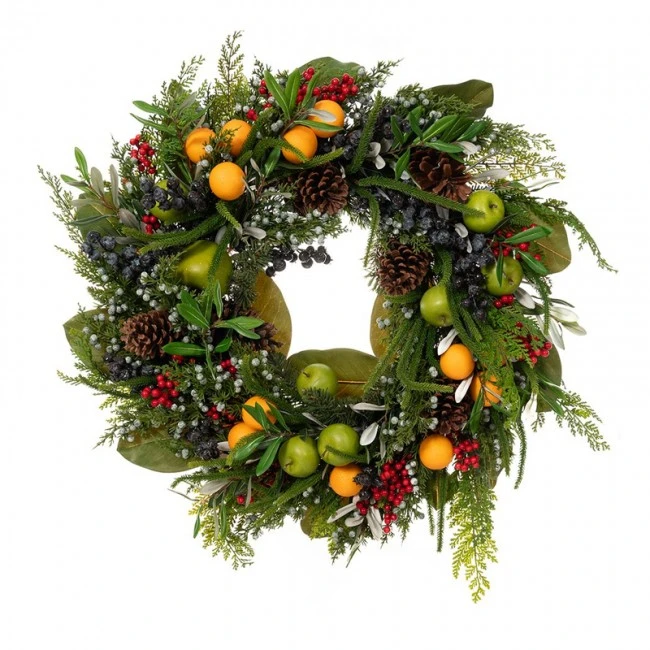 GREEN WREATH WITH FRUITS 76Χ76Χ20CM