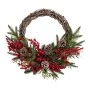 GREEN WREATH WITH RED BERRIES AND ΜΙΧ PINE CONES 50CM