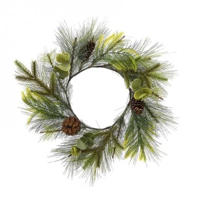 GREEN WREATH WITH PINECONES 40CM