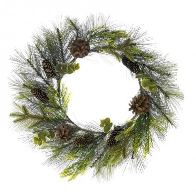 GREEN WREATH WITH PINECONES 50CM