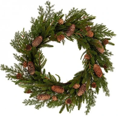 GREEN WREATH WITH PINE CONES 55CM
