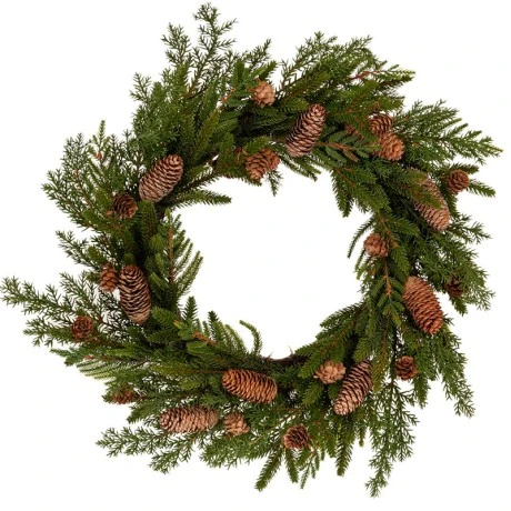 GREEN WREATH WITH PINE CONES 55CM
