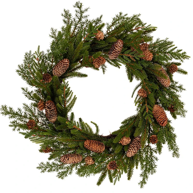 GREEN WREATH WITH PINE CONES 51CM