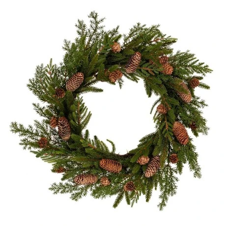 GREEN WREATH WITH PINE CONES 55CM
