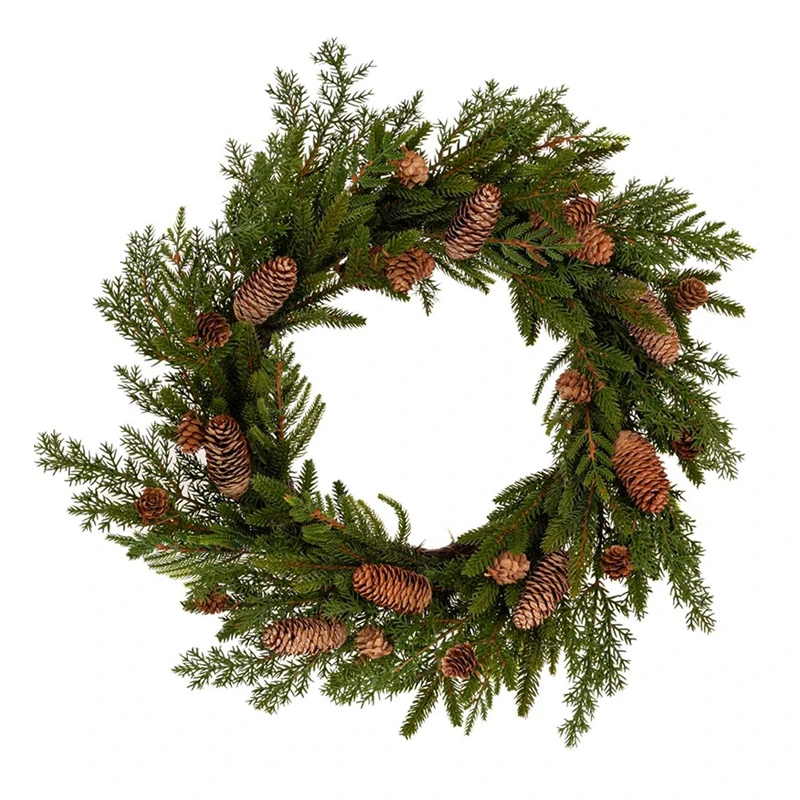 GREEN WREATH WITH PINE CONES 51CM