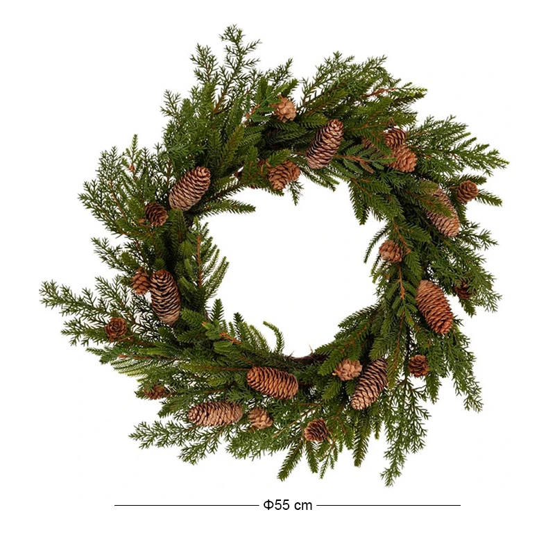 GREEN WREATH WITH PINE CONES 51CM