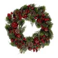 GREEN WREATH WITH RED BERRIES, PINE CONES AND POMEGRANATES 56CM
