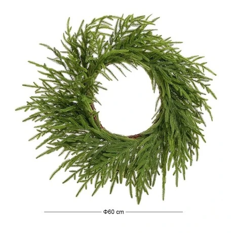 GREEN REAL TOUCH CHRISTMAS WREATH D70CM