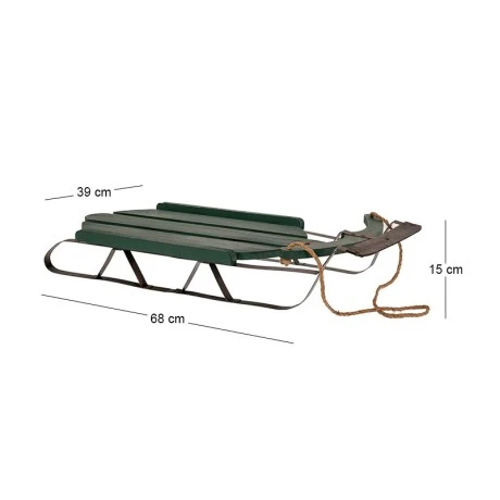GREEN WOODEN SLEDGE 39X68Χ15CM