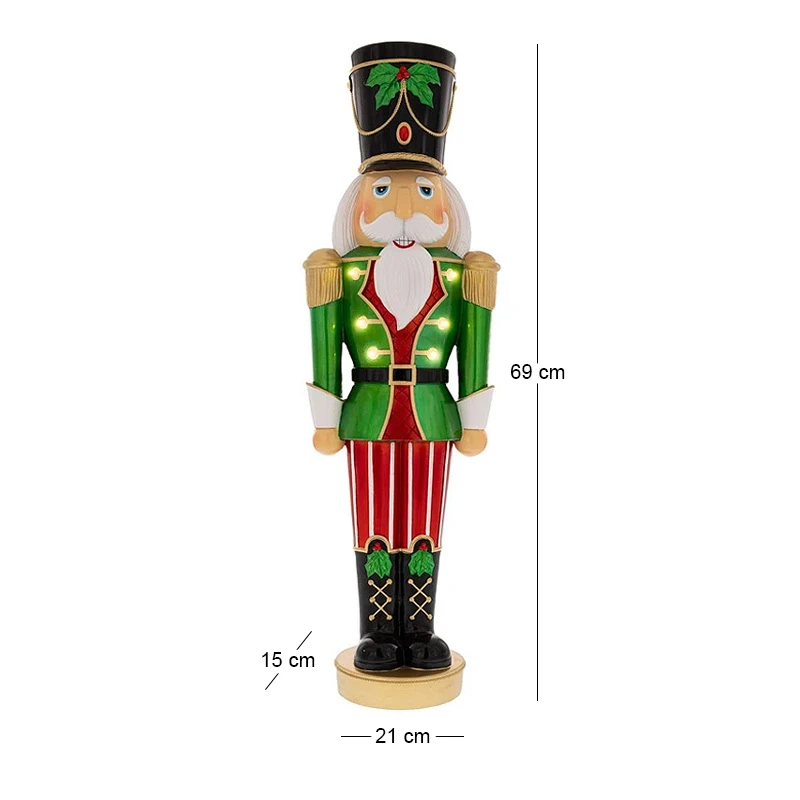 LED GREEN RESIN NUTCRACKER 21X15X69CM