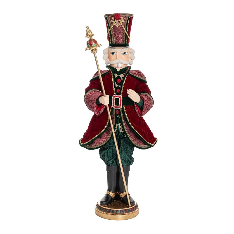 XMAS GREEN RED POLYRESIN NUTCRACKER WITH FABRIC UNIFORM 103Χ34Χ29CM